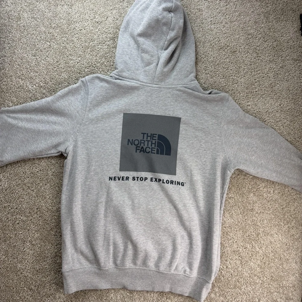 The North Face Hoodie Mens Large Gray Fleece Pullover Logo Graphic Sweatshirt